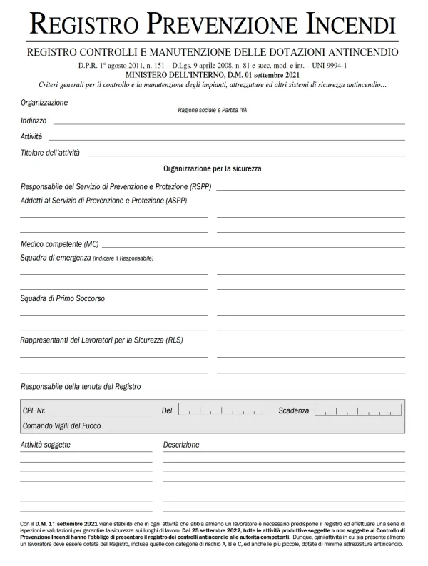 166 Registro prevenzione incendi | Cierre