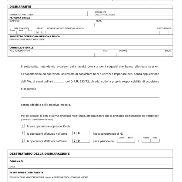 CR027 Dichiarazione di intento esenzione IVA Meccanografico | Cierre