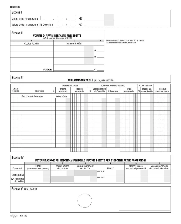 CR130-5 Registro IVA prospetto riepilogativo (IVA minori / Ass. sportive) | Cierre
