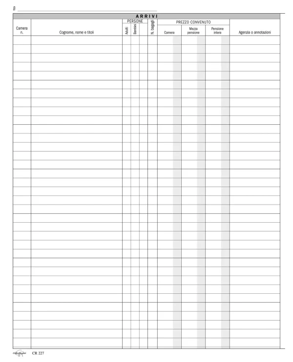 Registro Arrivi e Partenze | Cierre