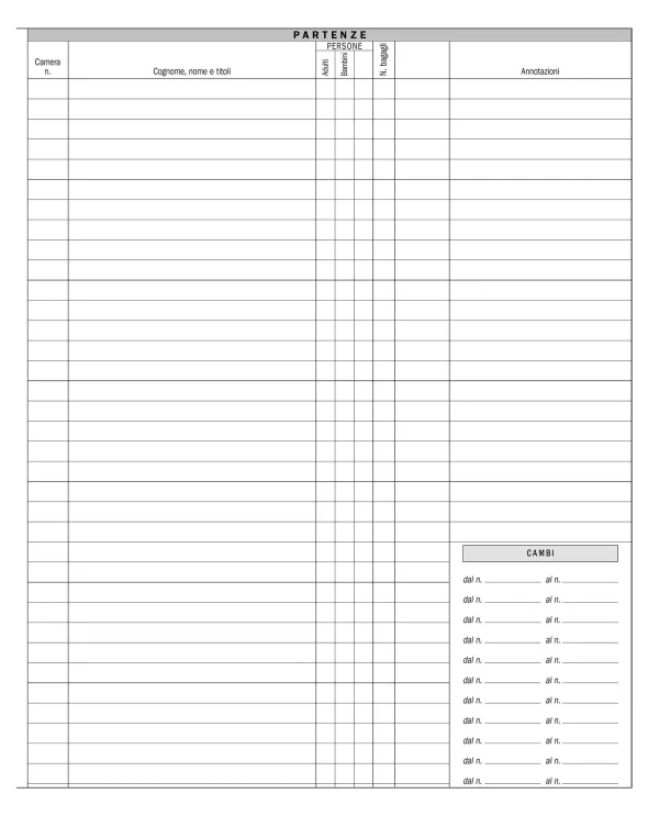 Registro Arrivi e Partenze | Cierre