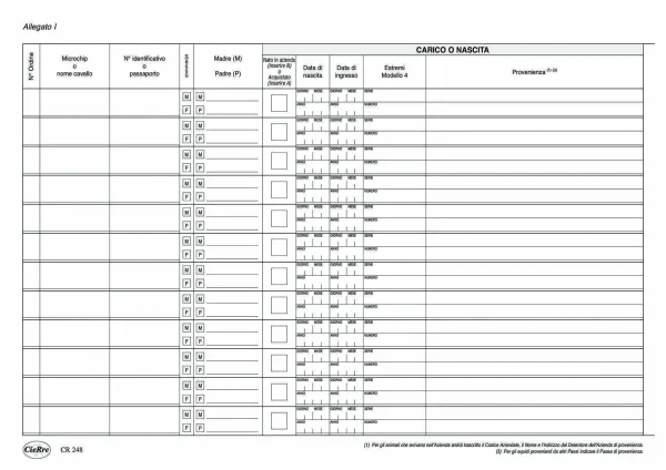 CR248-3 Registro Aziendale Carico/Scarico Equidi | Cierre