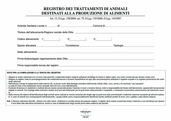 CR252-2 Registro Trattamenti Terapeutici (ART.15) | Cierre