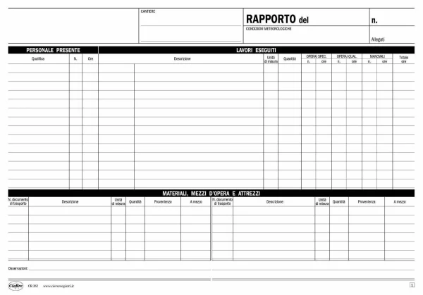 Blocco rapporto di cantiere | Cierre
