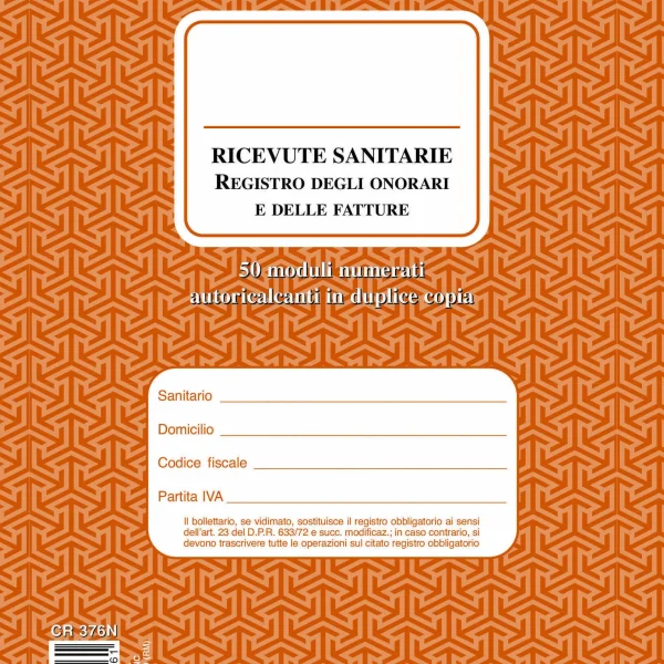 CR376N Blocco 50 Fatture Sanitarie numerate | Cierre