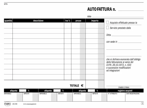 CR390-2 Blocco Autofattura | Cierre