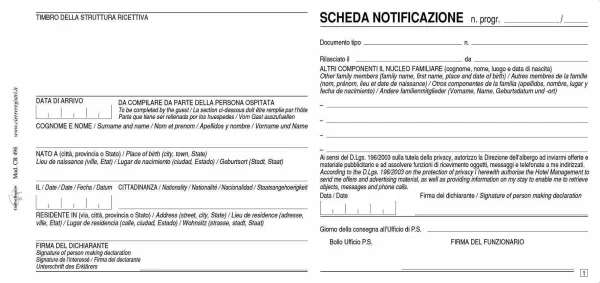 CR496 Schede Notificazione con consenso privacy a 2 copie | Cierre