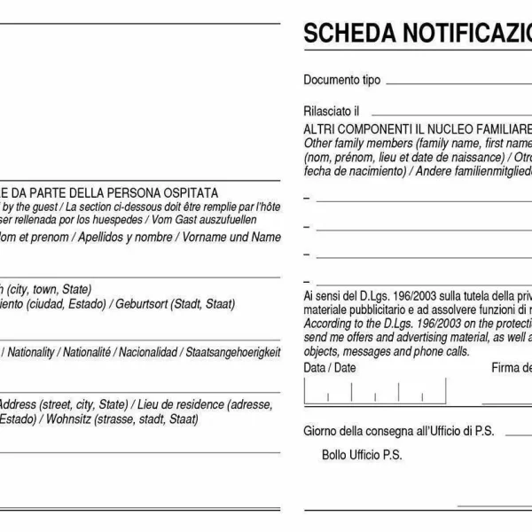 CR496 Schede Notificazione con consenso privacy a 2 copie | Cierre