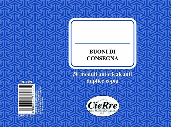 CR803 Blocco Buoni di Consegna 12×17 a 2 copie | Cierre