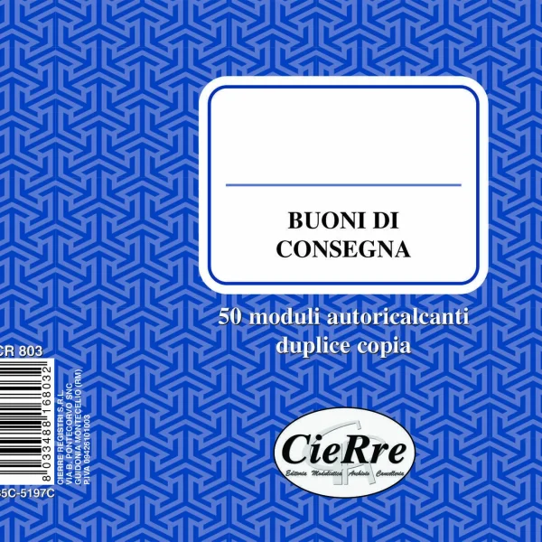 CR803 Blocco Buoni di Consegna 12×17 a 2 copie | Cierre