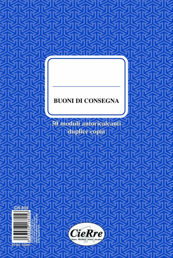 CR805 Blocco Buoni di Consegna 23×15 a 2 Copie | Cierre