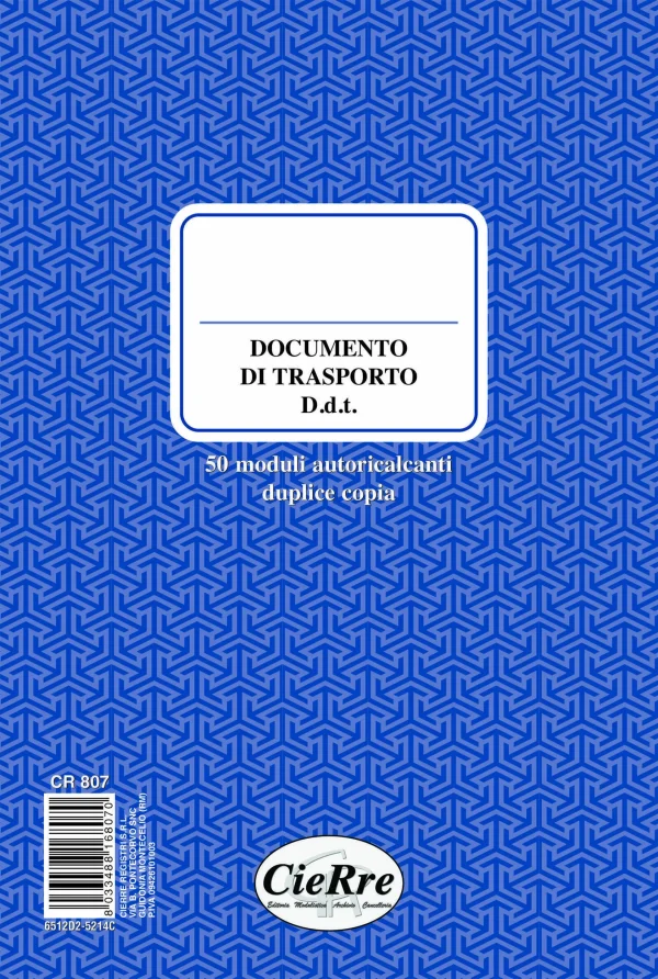 CR807 Blocco DDT a 2 Copie 15x23 | Cierre