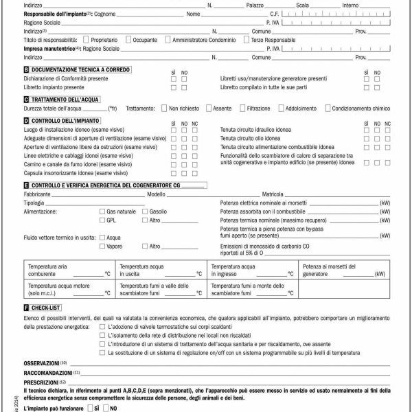 CR847 Rapporto di controllo di efficienza energetica Tipo 4 (Cogeneratori) | Cierre