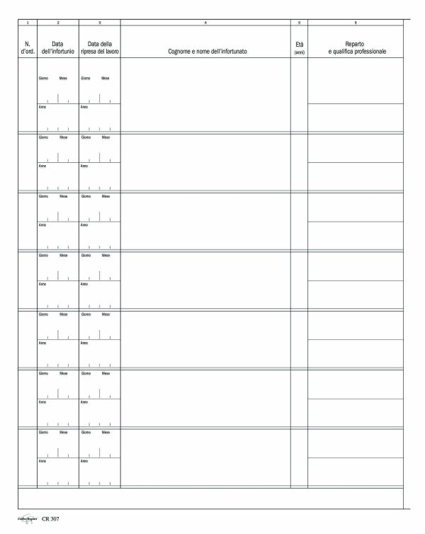 CR307-2 Registro infortuni | Cierre