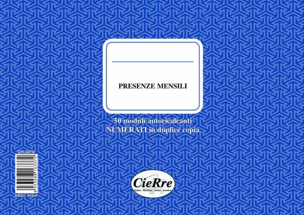 CR337N Blocco presenze mensili | Cierre