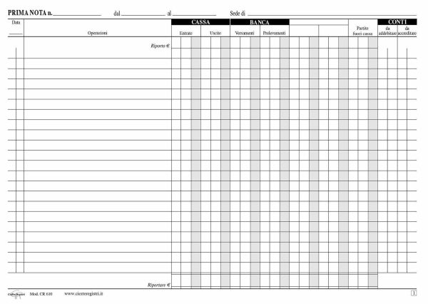 CR610-2 Blocco prima nota cassa-banca | Cierre