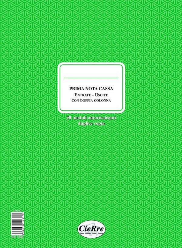 CR617 Blocco prima nota cassa entrate-uscite con doppia colonna | Cierre