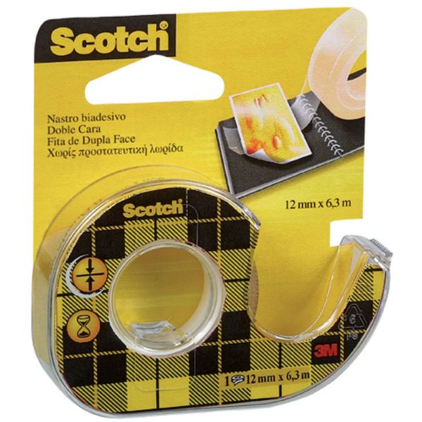 Scotch® Nastro biadesivo Trasparente 12 mm x 6,3 m Con dispenser manuale
