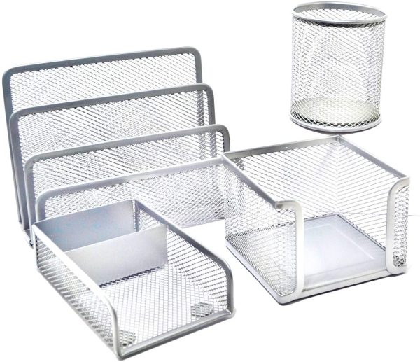 lebez1424W Set Scrivania in rete - Silver o Black