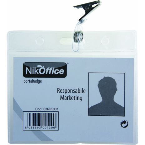 Porta badge orizzontale 9x5,5 in PVC, NikOffice - Shop