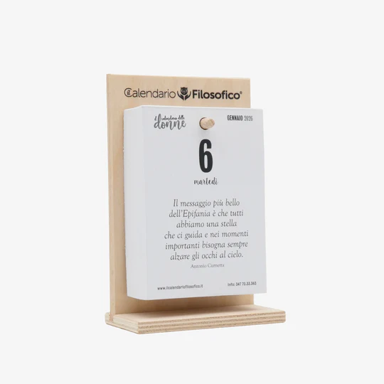 a6dleg_ Calendario filosofico delle donne con supporto in legno 10x14