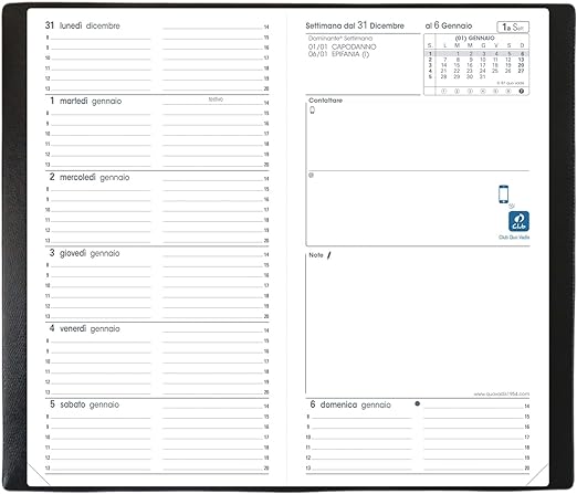 Agenda settimanale intercambiabile Ital B 9x17 | Quo Vadis