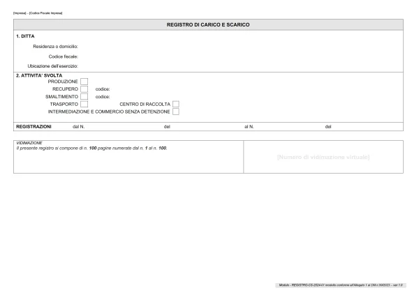 CR_233_1 Registro rifiuti carico e scarico Mod. A 200 pag. | Cierre