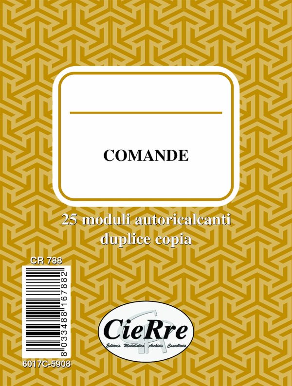 CR788 Blocco comande generiche 7,5x10,5 due copie | Cierre
