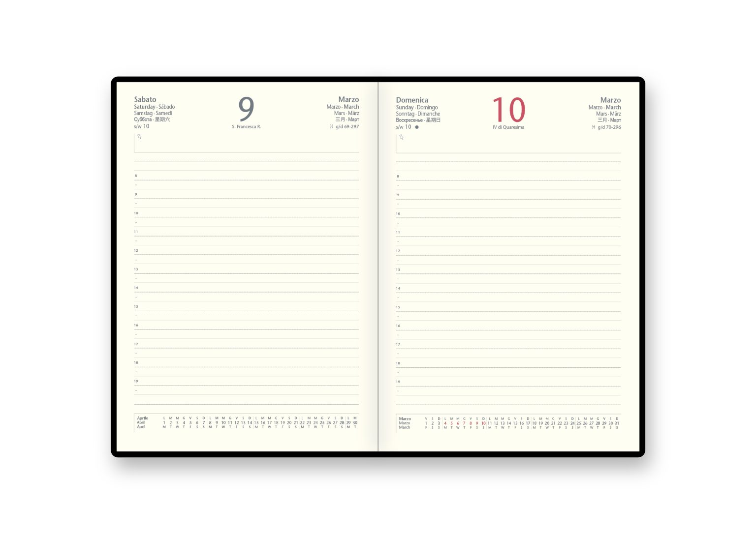 Ricambio Agenda Organizer 2026 Giornaliera A Righe Formato 9,5x17cm Carta 80 Grammi 6 Fori Cartoncino Copertina Bianco 302 Planner Adulti Studenti - 10