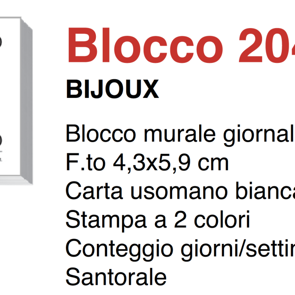 Calendario a blocco Bijoux 4,3x5,9 | Cierre