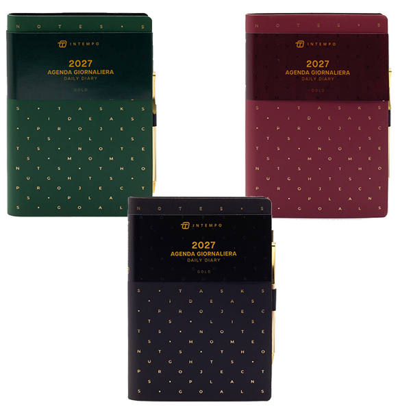 7129gd_2027 Agenda giornaliera Gold 10x15 | InTempo
